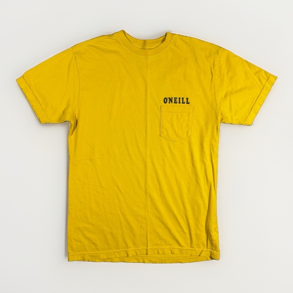 O'Neill Men's Large Yellow Graphic T Shirt Pocket Surf Modern Fit Cotton